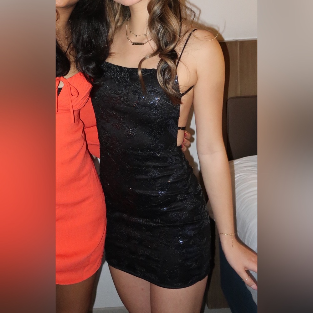Lucy In the Sky Navy Blue and Black Sequin Mini Dress
